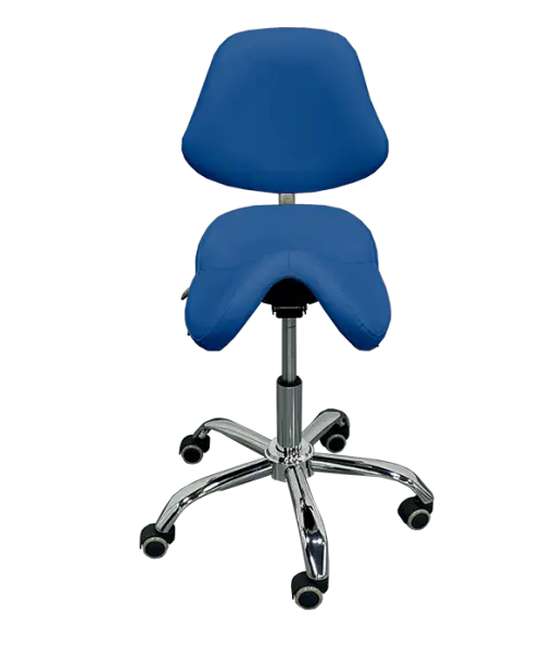 SADDLE 21, pracovní židle sedlová, ekokůže modrá